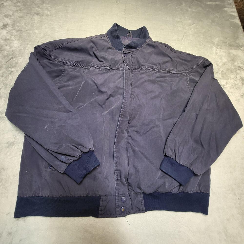 Arnold Palmer Jacket Mens XL Blue Bomber Cotton Blend Lined Pockets Full Zip